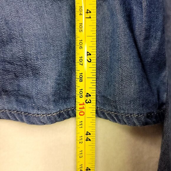 Laurie Felt XS Denim Shirt Dress Snap-button Closure Belted Pockets - Picture 9 of 11